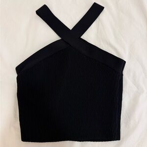 Cross Neck Black Halter Top